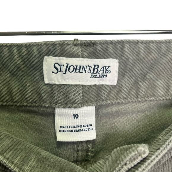 St Johns Bay Straight Leg Corduroy Pants Size 10 Green Colored Simple Fall Basic - Picture 3 of 9